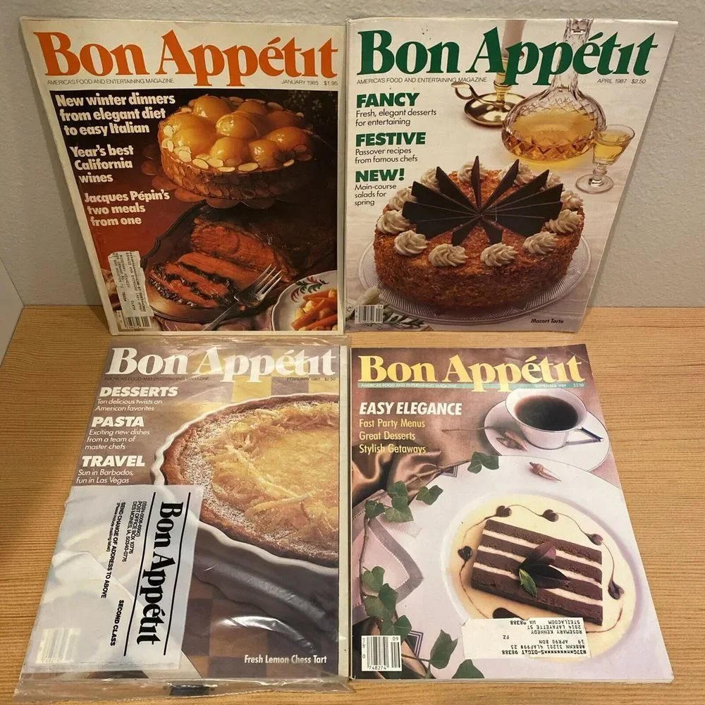 VINTAGE Lot 4 ISSUES of BON APPETIT Magazine Jan‎ 1985, April 1987, Feb Sep 1989